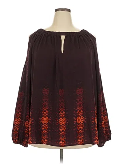 Pre-owned Lane Bryant 3/4 Sleeve T-shirt In Burgundy