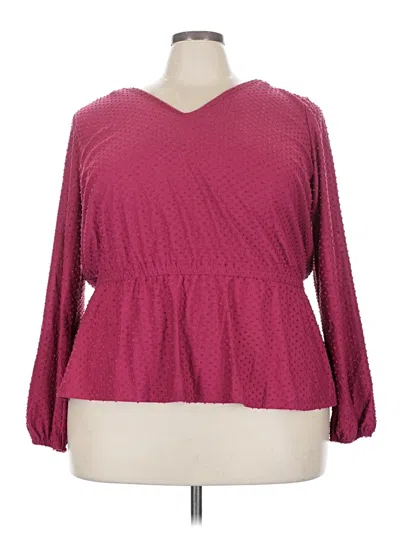 Pre-owned Lane Bryant 3/4 Sleeve T-shirt In Burgundy