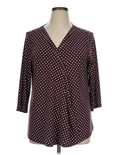 Pre-owned Lane Bryant 3/4 Sleeve T-shirt In Burgundy