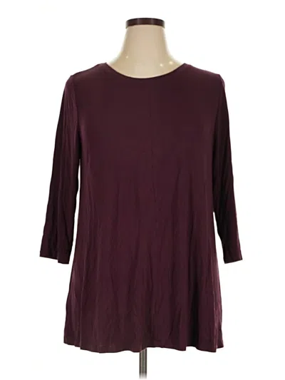 Pre-owned Lane Bryant 3/4 Sleeve T-shirt In Burgundy