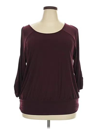 Pre-owned Lane Bryant 3/4 Sleeve T-shirt In Burgundy