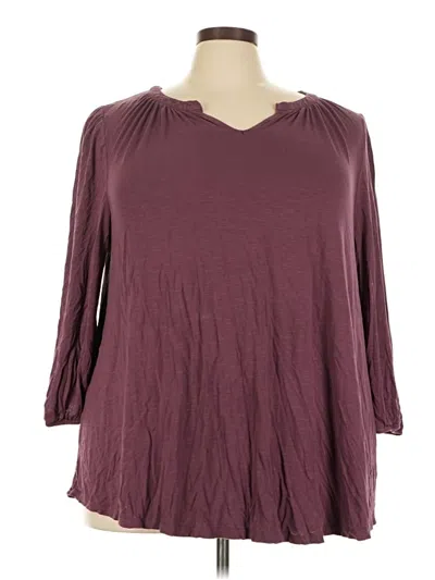 Pre-owned Lane Bryant 3/4 Sleeve T-shirt In Burgundy