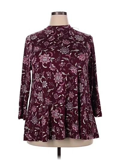 Lane Bryant 3/4 Sleeve T-shirt In Burgundy