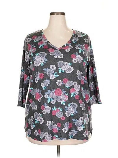 Pre-owned Lane Bryant 3/4 Sleeve T-shirt In Gray