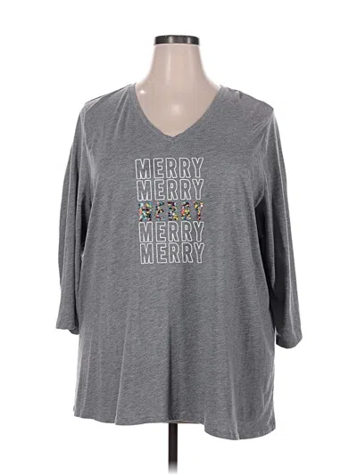 Pre-owned Lane Bryant 3/4 Sleeve T-shirt In Gray
