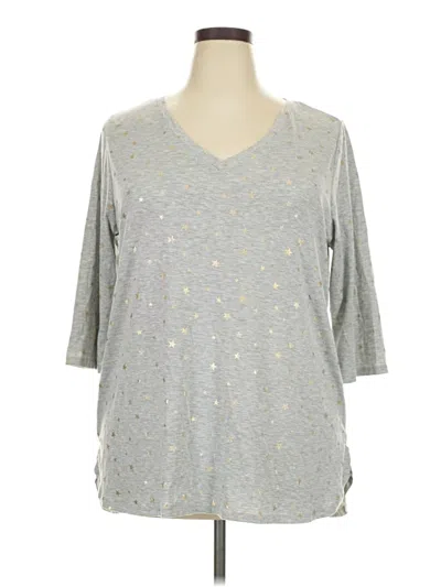 Pre-owned Lane Bryant 3/4 Sleeve T-shirt In Gray