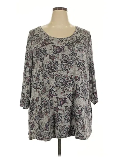 Pre-owned Lane Bryant 3/4 Sleeve T-shirt In Gray