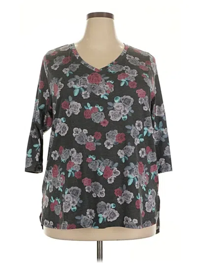 Pre-owned Lane Bryant 3/4 Sleeve T-shirt In Gray
