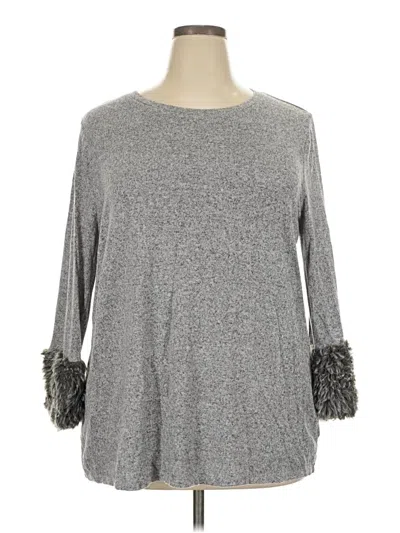 Pre-owned Lane Bryant 3/4 Sleeve T-shirt In Gray