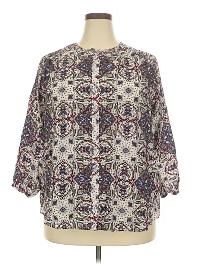 Pre-owned Lane Bryant 3/4 Sleeve T-shirt In Ivory