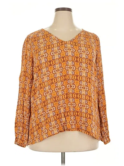 Pre-owned Lane Bryant 3/4 Sleeve T-shirt In Orange
