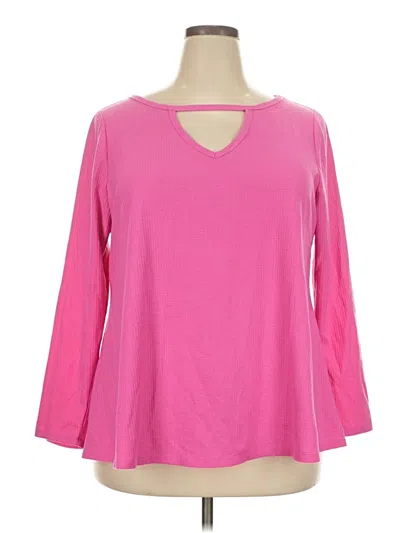 Pre-owned Lane Bryant 3/4 Sleeve T-shirt In Pink