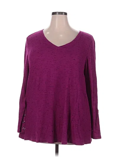 Pre-owned Lane Bryant 3/4 Sleeve T-shirt In Purple