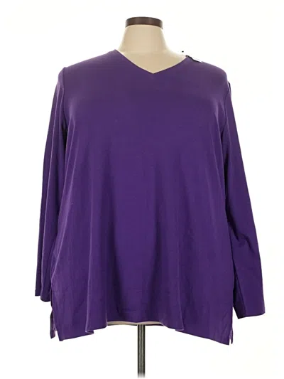 Pre-owned Lane Bryant 3/4 Sleeve T-shirt In Purple