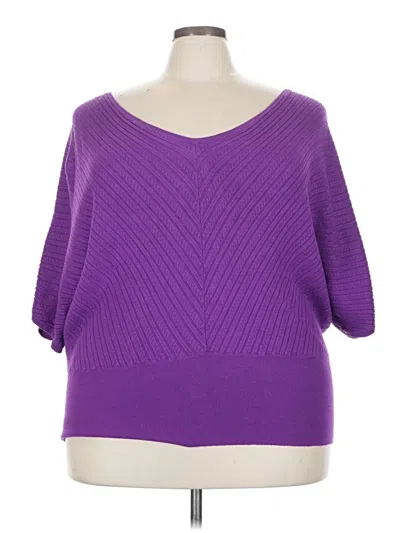 Pre-owned Lane Bryant 3/4 Sleeve T-shirt In Purple