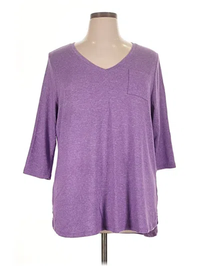 Pre-owned Lane Bryant 3/4 Sleeve T-shirt In Purple