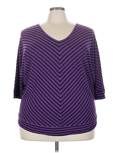 Pre-owned Lane Bryant 3/4 Sleeve T-shirt In Purple