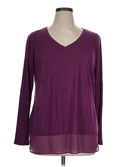 Pre-owned Lane Bryant 3/4 Sleeve T-shirt In Purple
