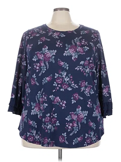Pre-owned Lane Bryant 3/4 Sleeve T-shirt In Purple