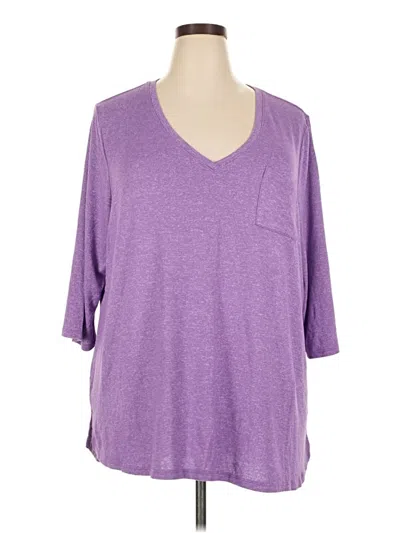 Pre-owned Lane Bryant 3/4 Sleeve T-shirt In Purple