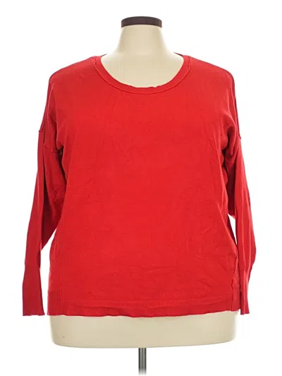 Pre-owned Lane Bryant 3/4 Sleeve T-shirt In Red