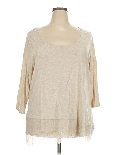 Pre-owned Lane Bryant 3/4 Sleeve T-shirt In Tan