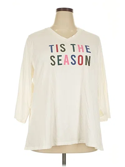 Pre-owned Lane Bryant 3/4 Sleeve T-shirt In White