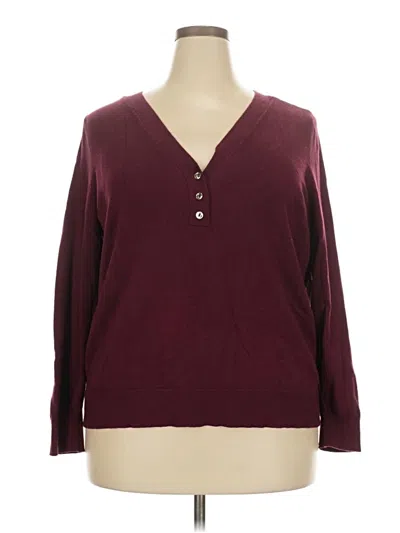 Pre-owned Lane Bryant Cardigan Sweater In Burgundy