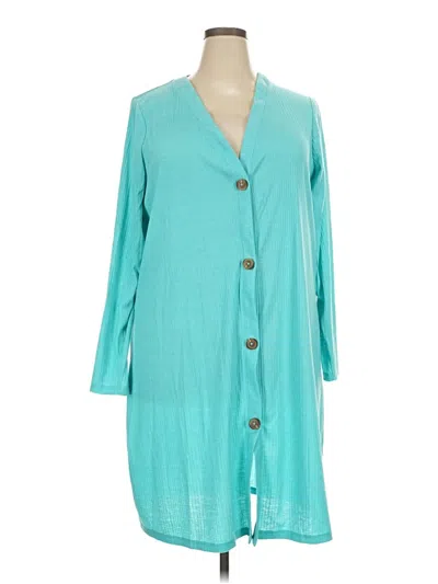 Pre-owned Lane Bryant Cardigan Sweater In Teal