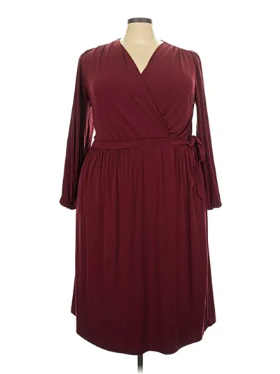 Pre-owned Lane Bryant Casual Dress In Burgundy