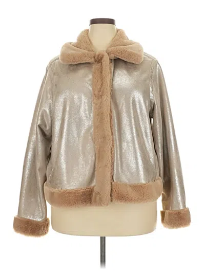 Pre-owned Lane Bryant Faux Fur Jacket In Gold