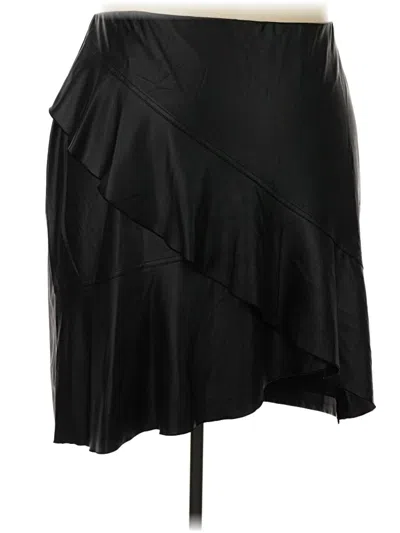 Pre-owned Lane Bryant Faux Leather Skirt In Black