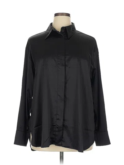 Pre-owned Lane Bryant Long Sleeve Blouse In Black