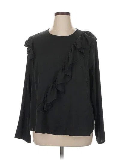 Pre-owned Lane Bryant Long Sleeve Blouse In Black