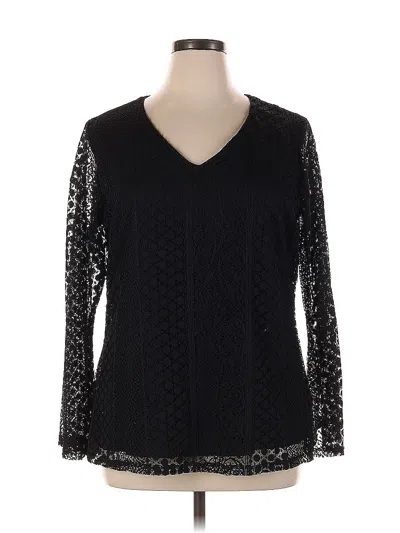 Pre-owned Lane Bryant Long Sleeve Blouse In Black
