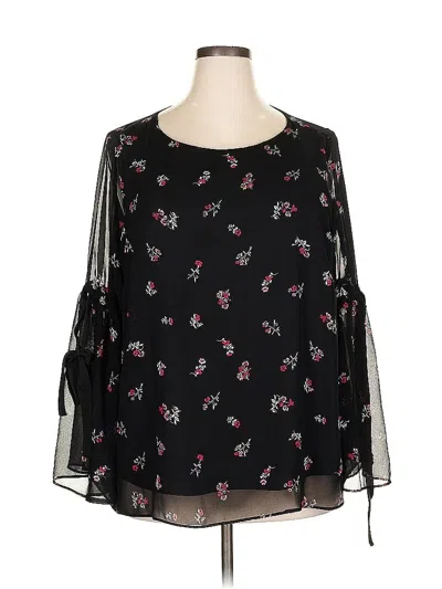 Pre-owned Lane Bryant Long Sleeve Blouse In Black