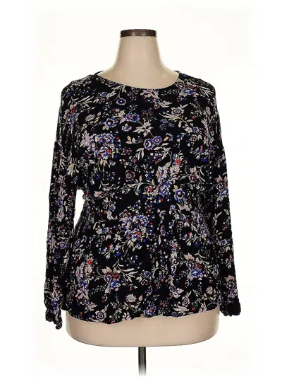 Pre-owned Lane Bryant Long Sleeve Blouse In Black