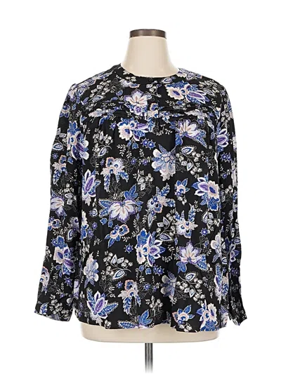 Pre-owned Lane Bryant Long Sleeve Blouse In Black