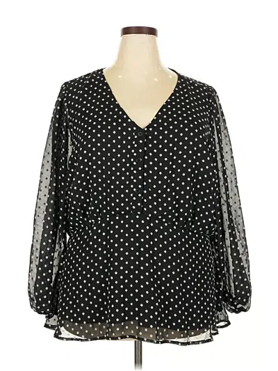 Pre-owned Lane Bryant Long Sleeve Blouse In Black