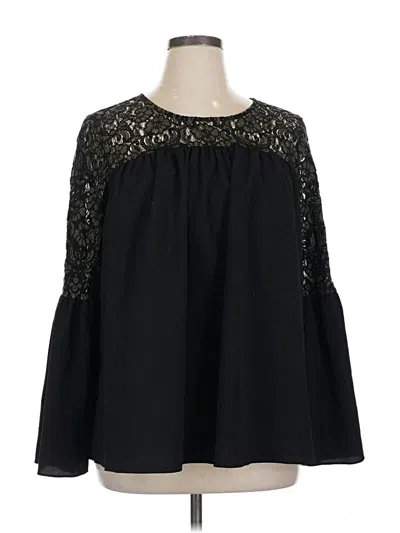 Pre-owned Lane Bryant Long Sleeve Blouse In Black