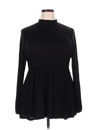 Pre-owned Lane Bryant Long Sleeve Blouse In Black