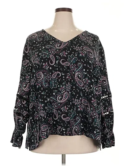Pre-owned Lane Bryant Long Sleeve Blouse In Black