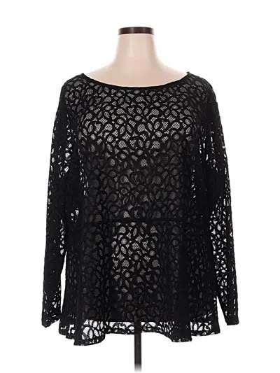 Pre-owned Lane Bryant Long Sleeve Blouse In Black