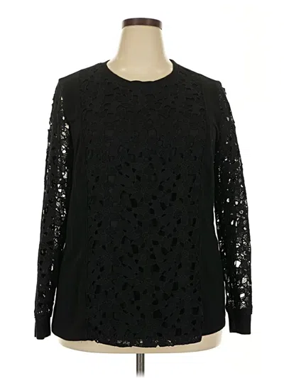 Pre-owned Lane Bryant Long Sleeve Blouse In Black