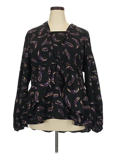 Pre-owned Lane Bryant Long Sleeve Blouse In Black