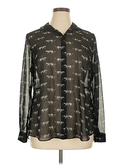Pre-owned Lane Bryant Long Sleeve Blouse In Black