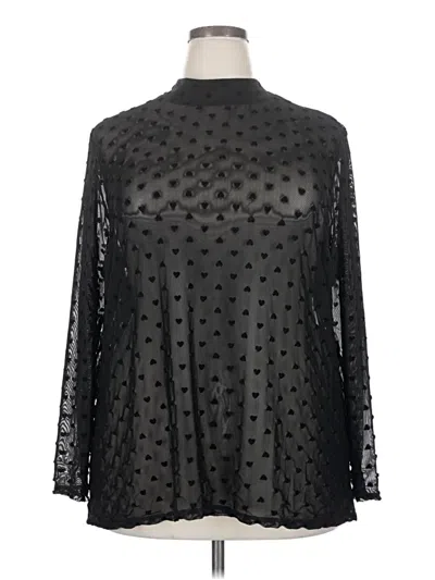 Pre-owned Lane Bryant Long Sleeve Blouse In Black