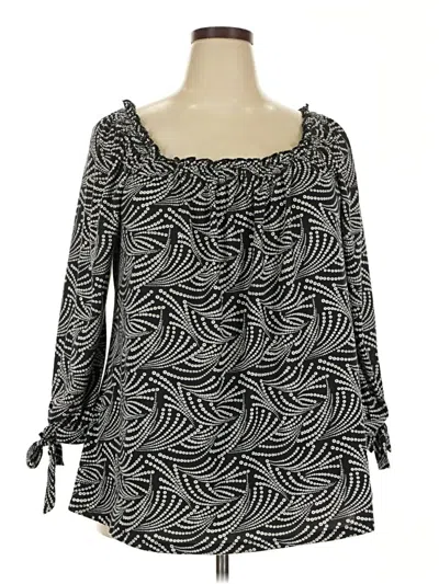 Pre-owned Lane Bryant Long Sleeve Blouse In Black