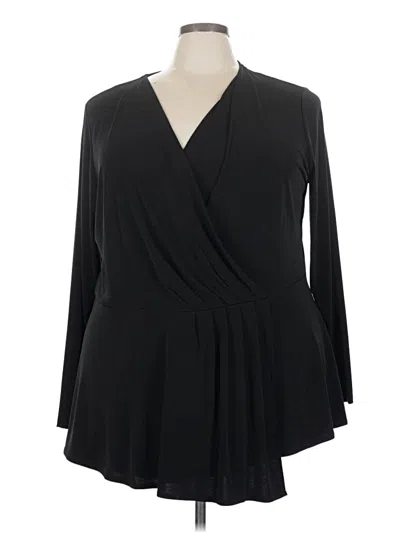 Pre-owned Lane Bryant Long Sleeve Blouse In Black