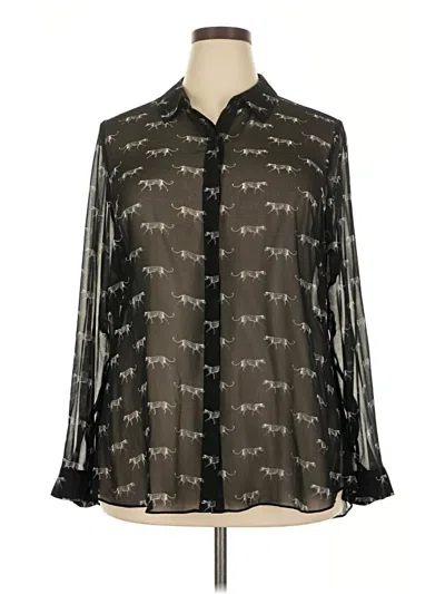 Pre-owned Lane Bryant Long Sleeve Blouse In Black